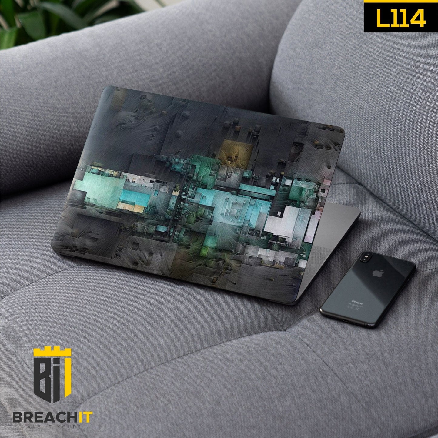 L114 Grey Laptop Skin - BREACHIT