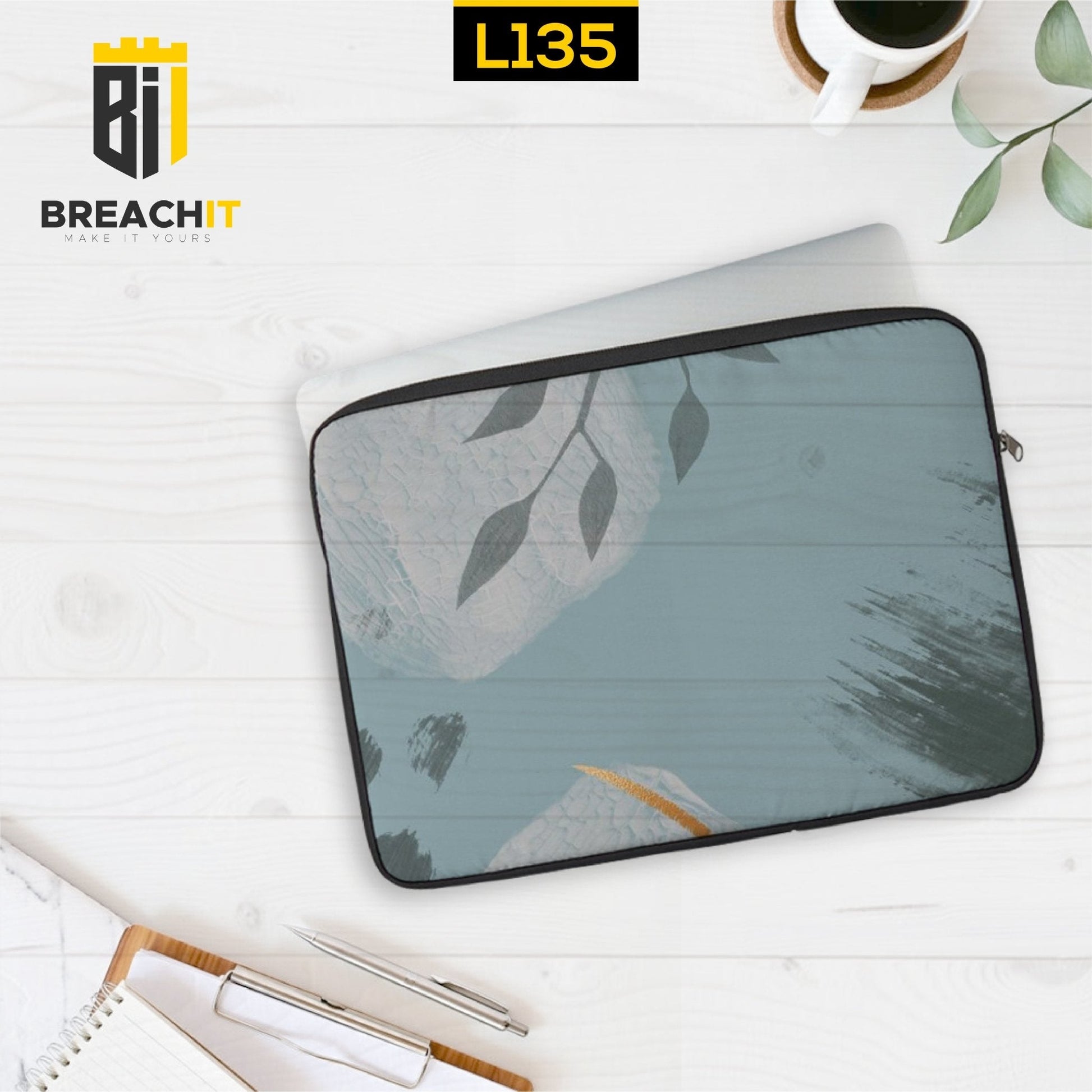 L135 Leaves Aesthetic Laptop Sleeve - BREACHIT