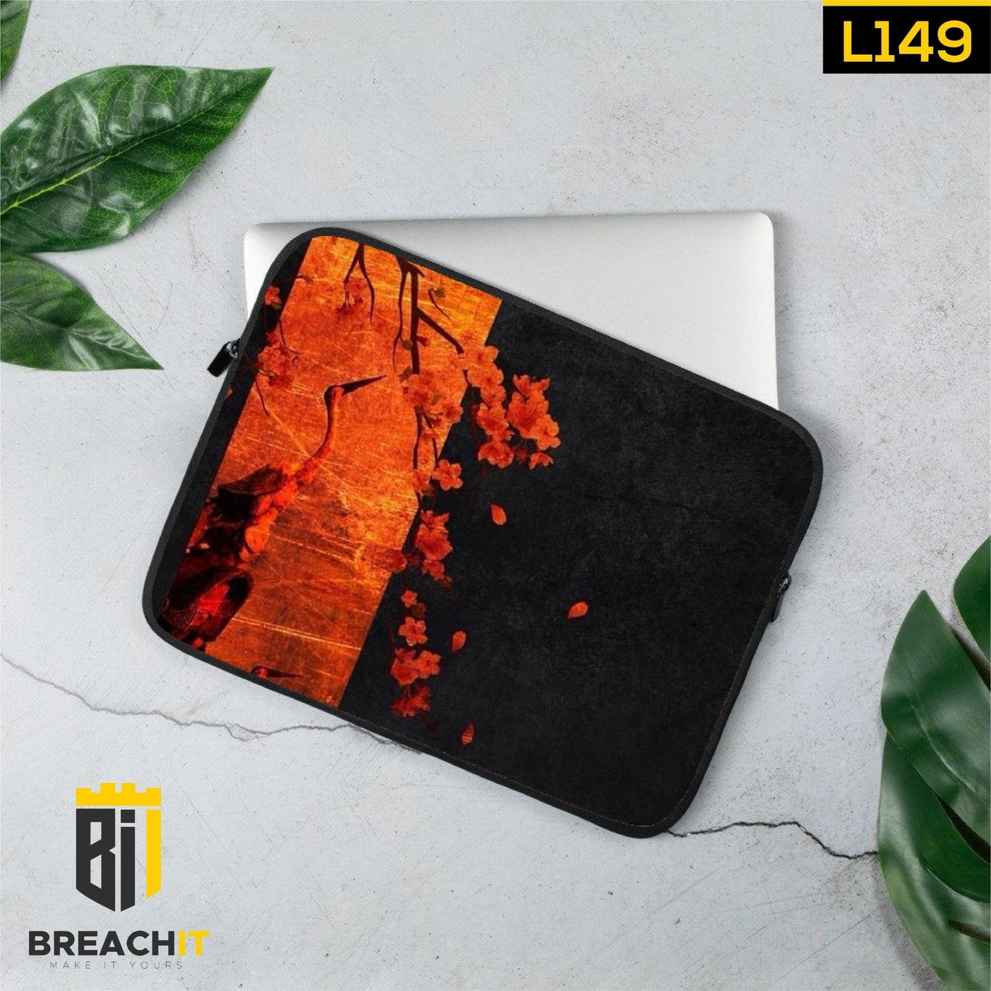 L149 Orange And Black Laptop Sleeve - BREACHIT