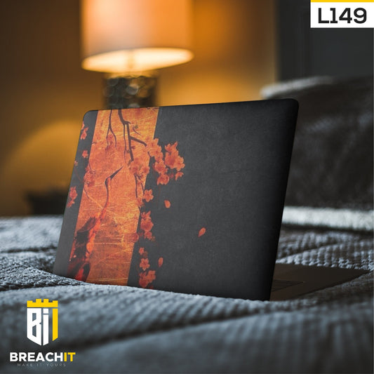 L149 Orange-Black Aesthetic Laptop Skin - BREACHIT