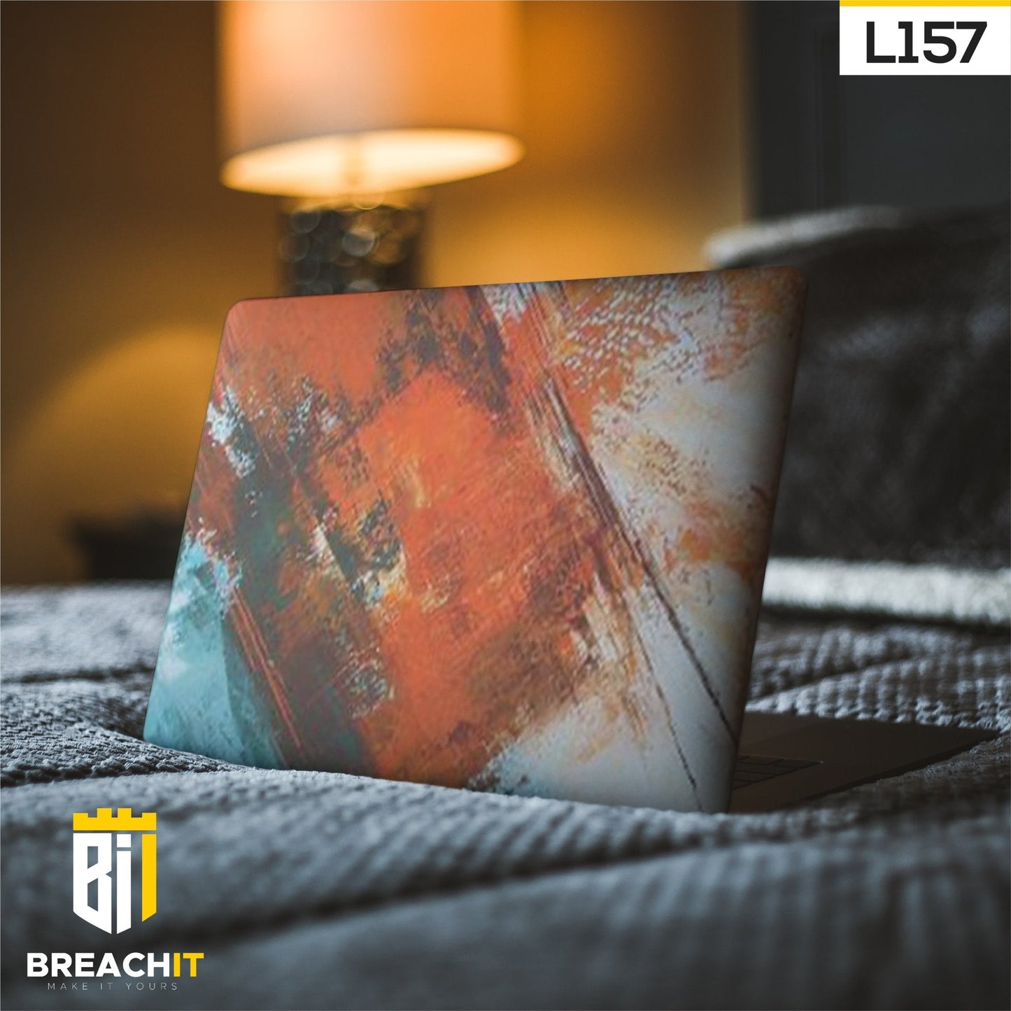 L157 Orange Abstract Laptop Skin - BREACHIT