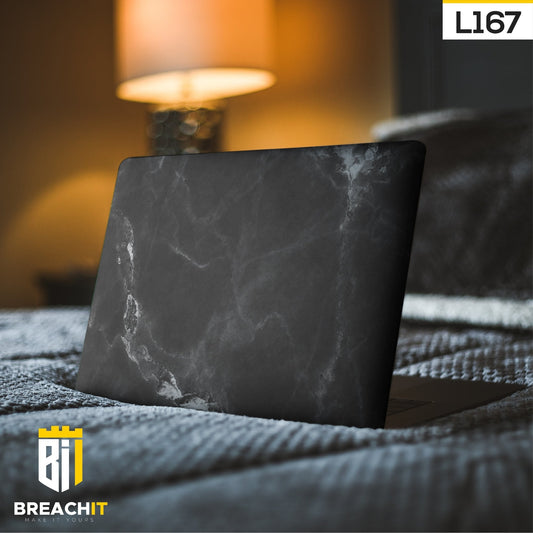 L167 Black Marble Laptop Skin - BREACHIT