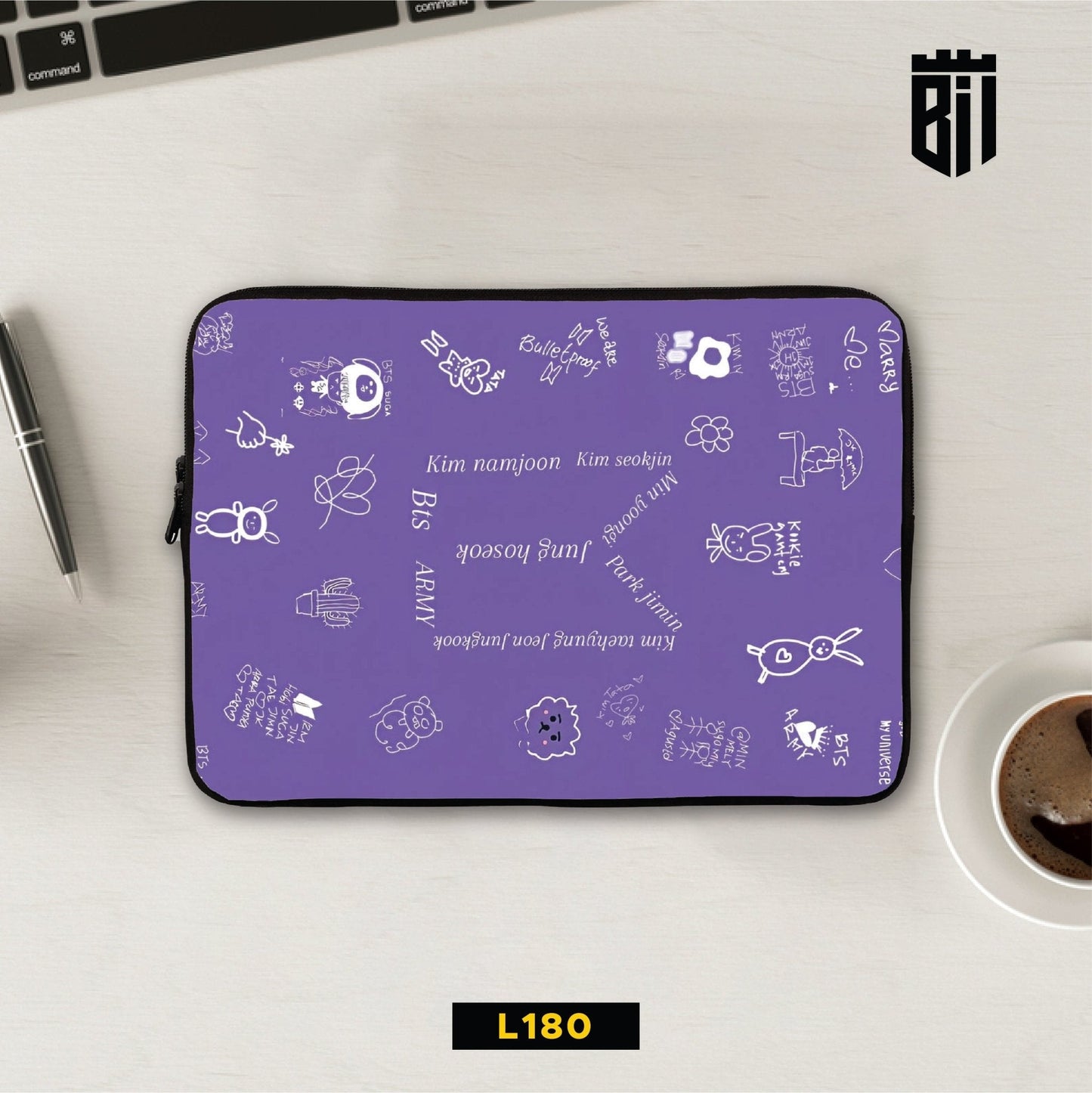 L180 Purple BTS Laptop Sleeve - BREACHIT