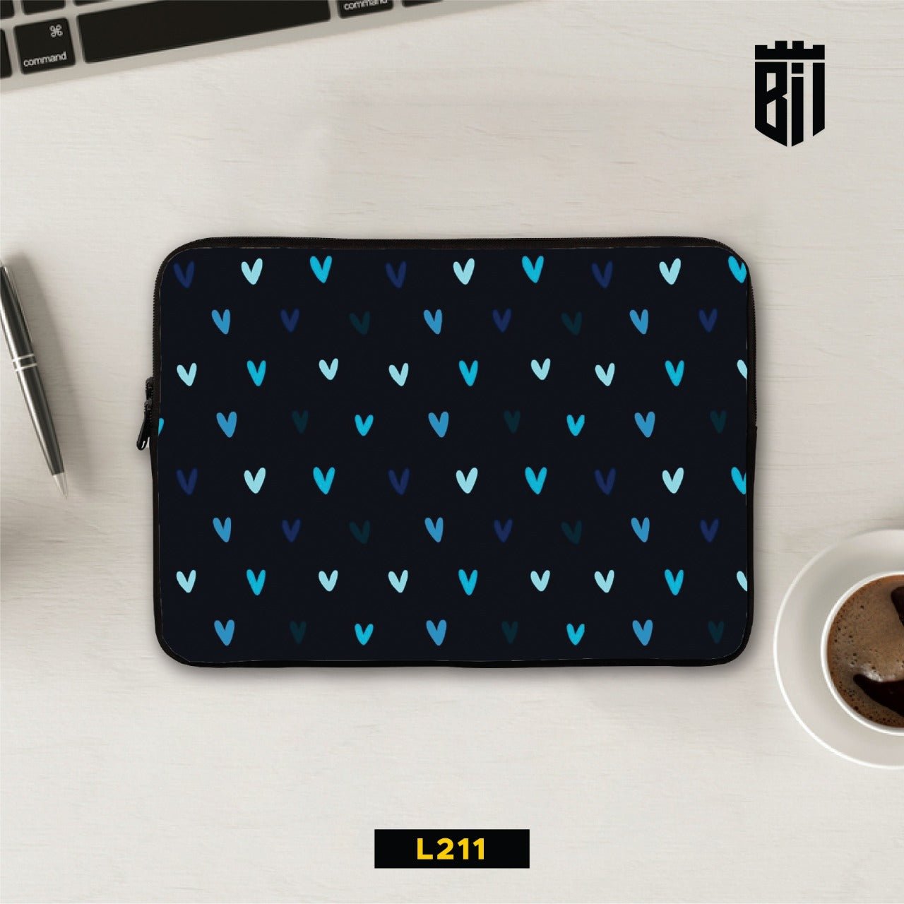 L211 Blue Hearts Laptop Sleeve - BREACHIT