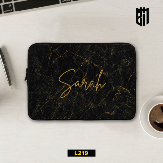 L219 Black Gold Name Laptop Sleeve - BREACHIT