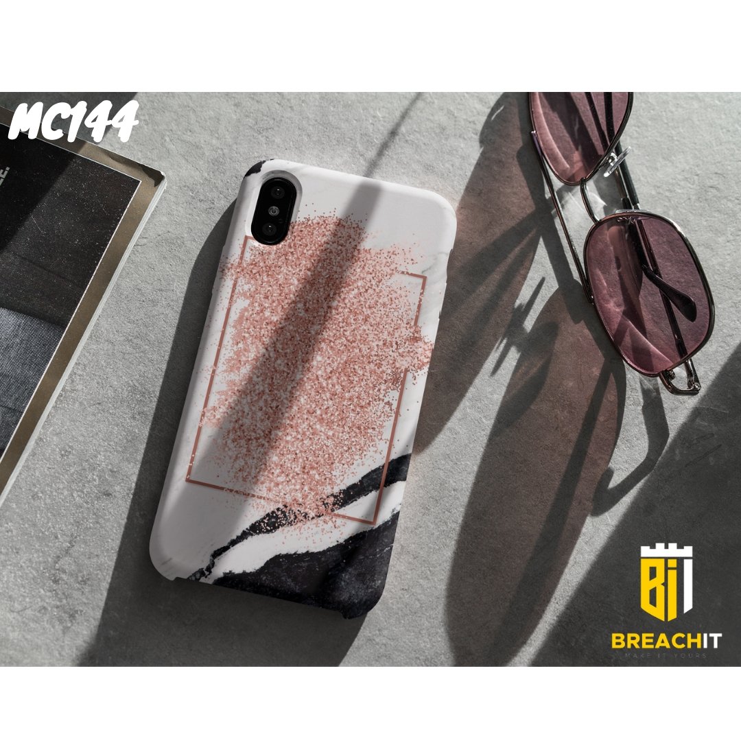 MC144 Glitter Rose Gold Black Marble Design Mobile Case - BREACHIT
