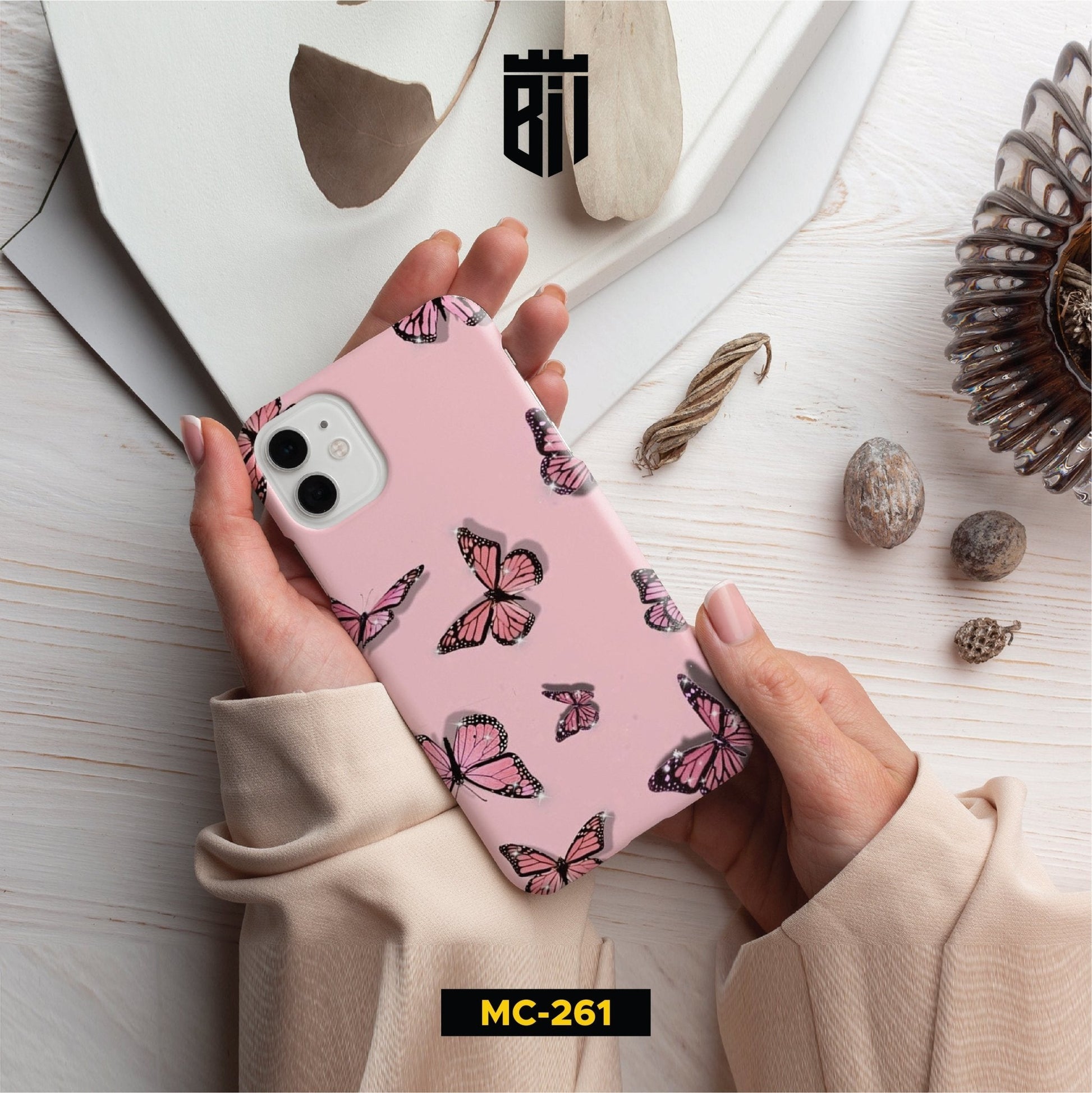 MC261 Pink Butterflies Customized Mobile Case - BREACHIT