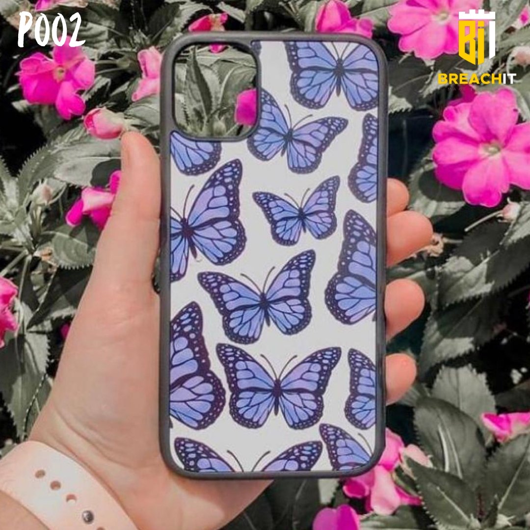 P002 Butterfly Gloss Plate Mobile Case - BREACHIT