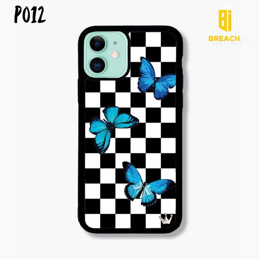 P012 Checkered Butterfly Gloss Plate Mobile Case - BREACHIT