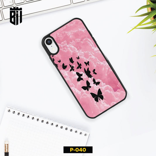 P040 Pink Butterfly Gloss Plate Mobile Case - BREACHIT