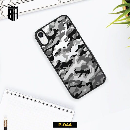P044 Black and White Camouflage Gloss Plate Mobile Case - BREACHIT