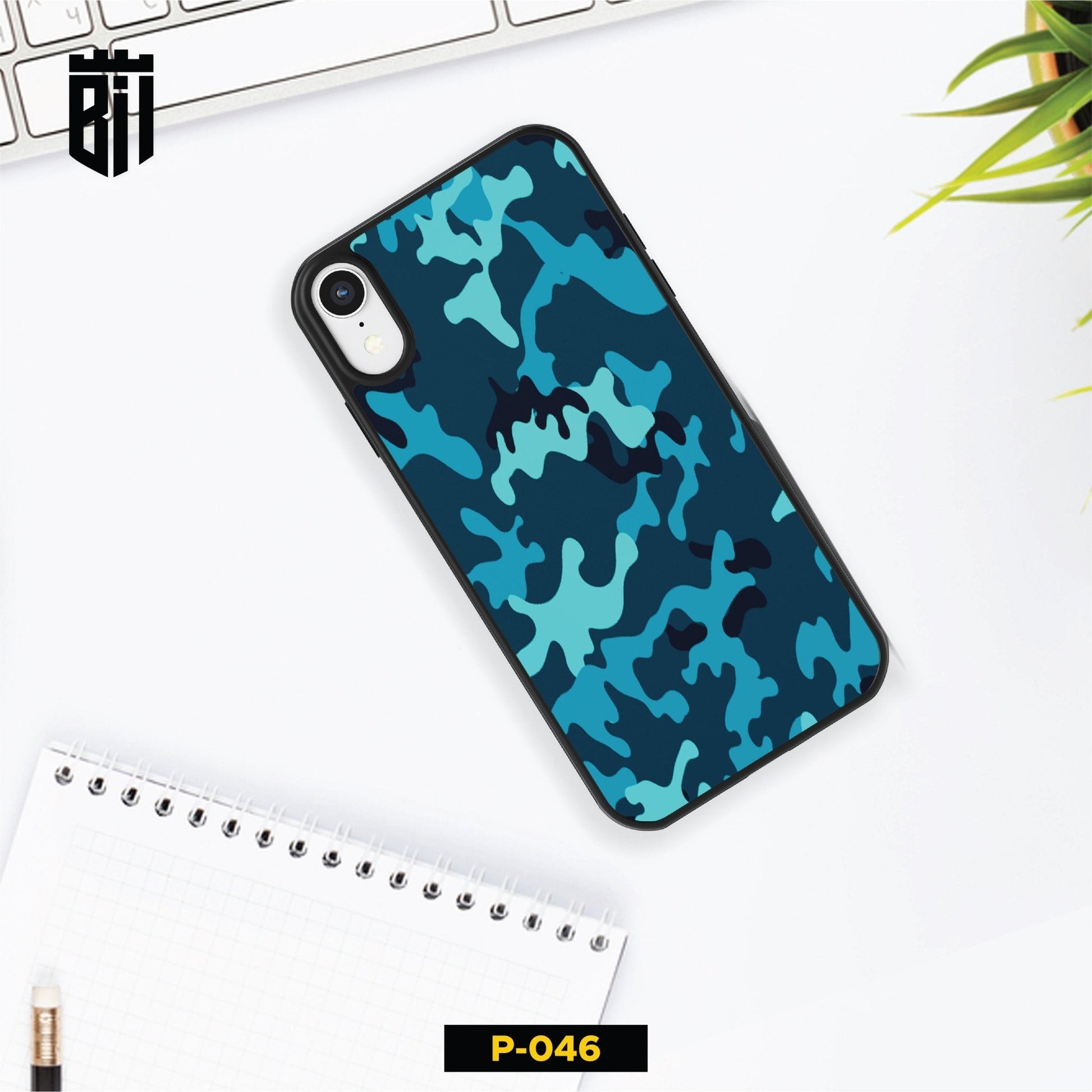 P046 Blue Camouflage Gloss Plate Mobile Case - BREACHIT