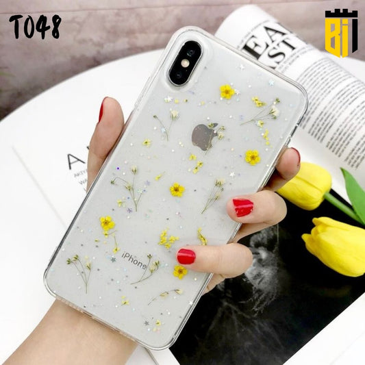 T048 Yellow Flowers Transparent Design Mobile Case - BREACHIT