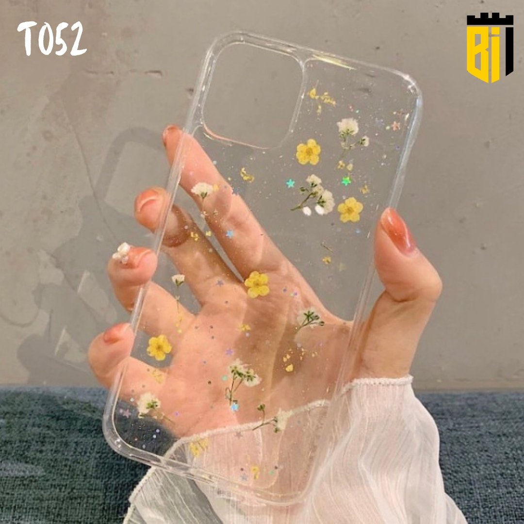 T052 Yellow Flowers Transparent Design Mobile Case - BREACHIT