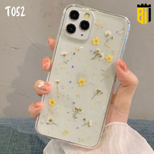 T052 Yellow Flowers Transparent Design Mobile Case - BREACHIT