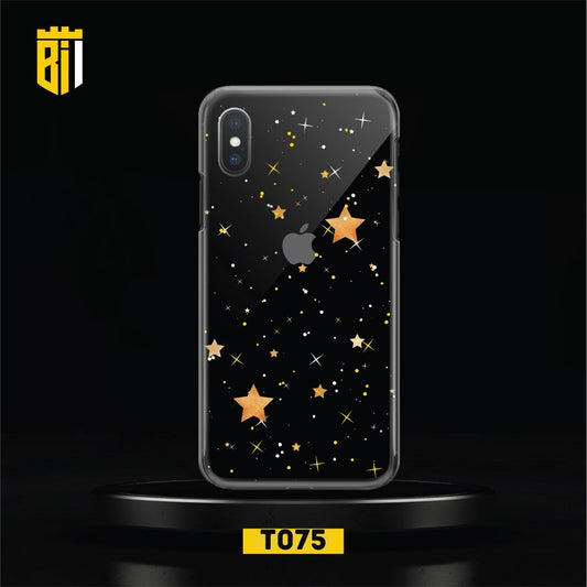 T075 Golden Stars Transparent Design Mobile Case - BREACHIT