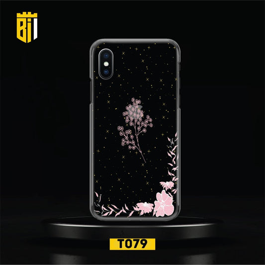 T079 Pink Floral Sparkle Transparent Design Mobile Case - BREACHIT
