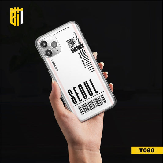 T086 Seoul Boarding Pass Transparent Design Mobile Case - BREACHIT