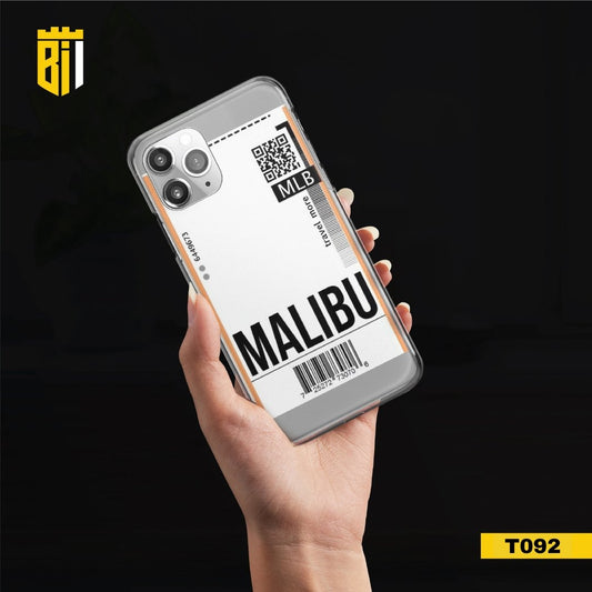 T092 Malibu Boarding Pass Transparent Design Mobile Case - BREACHIT