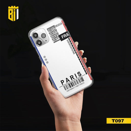 T097 Paris Boarding Pass Transparent Design Mobile Case - BREACHIT