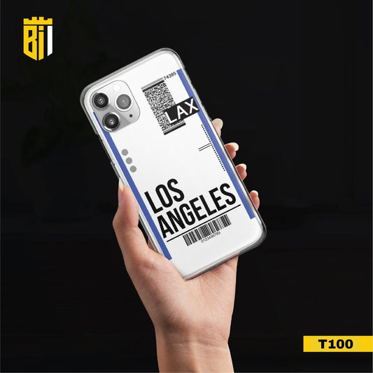 T100 Los Angeles Boarding Pass Transparent Design Mobile Case - BREACHIT