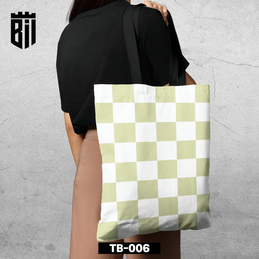 TB006 - Green Checkered Tote Bag - BREACHIT
