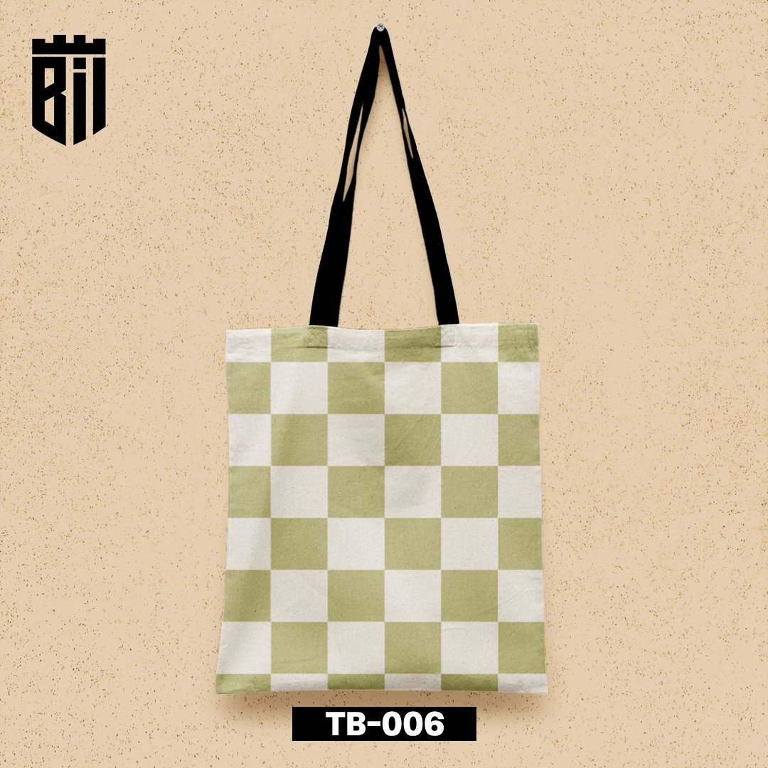 TB006 - Green Checkered Tote Bag - BREACHIT