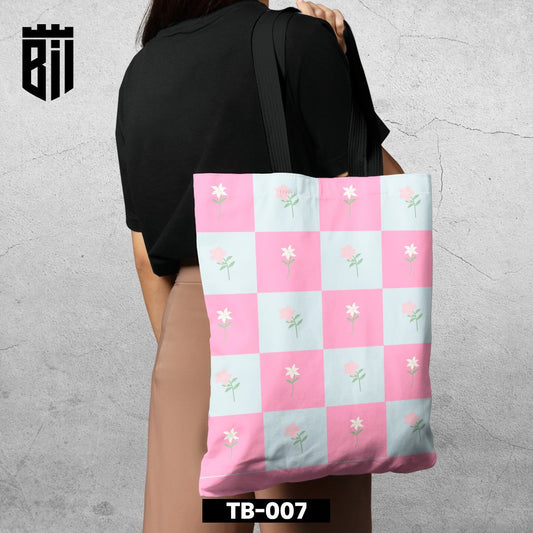 TB007 - Pink Checkered Tote Bag - BREACHIT