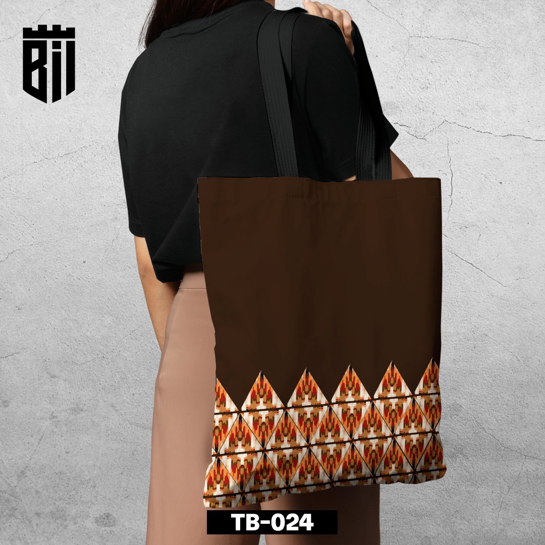 TB024 - Brown Pattern Tote Bag - BREACHIT