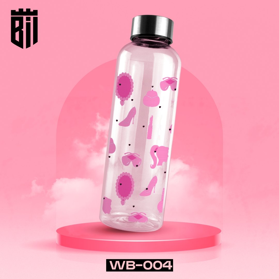WB-004 - Barbie Printed Glass Water Bottle - BREACHIT